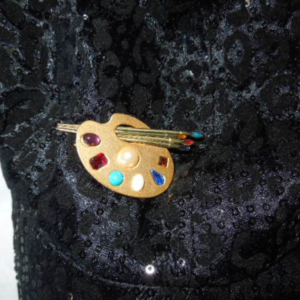 Vintage Benbi Palette Precious Stone Brooch